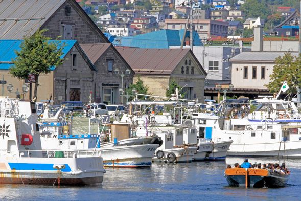 北運河:昔ながらの運河本来の姿を残した小樽運河が眺められます。