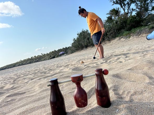 來打沙灘木球吧!