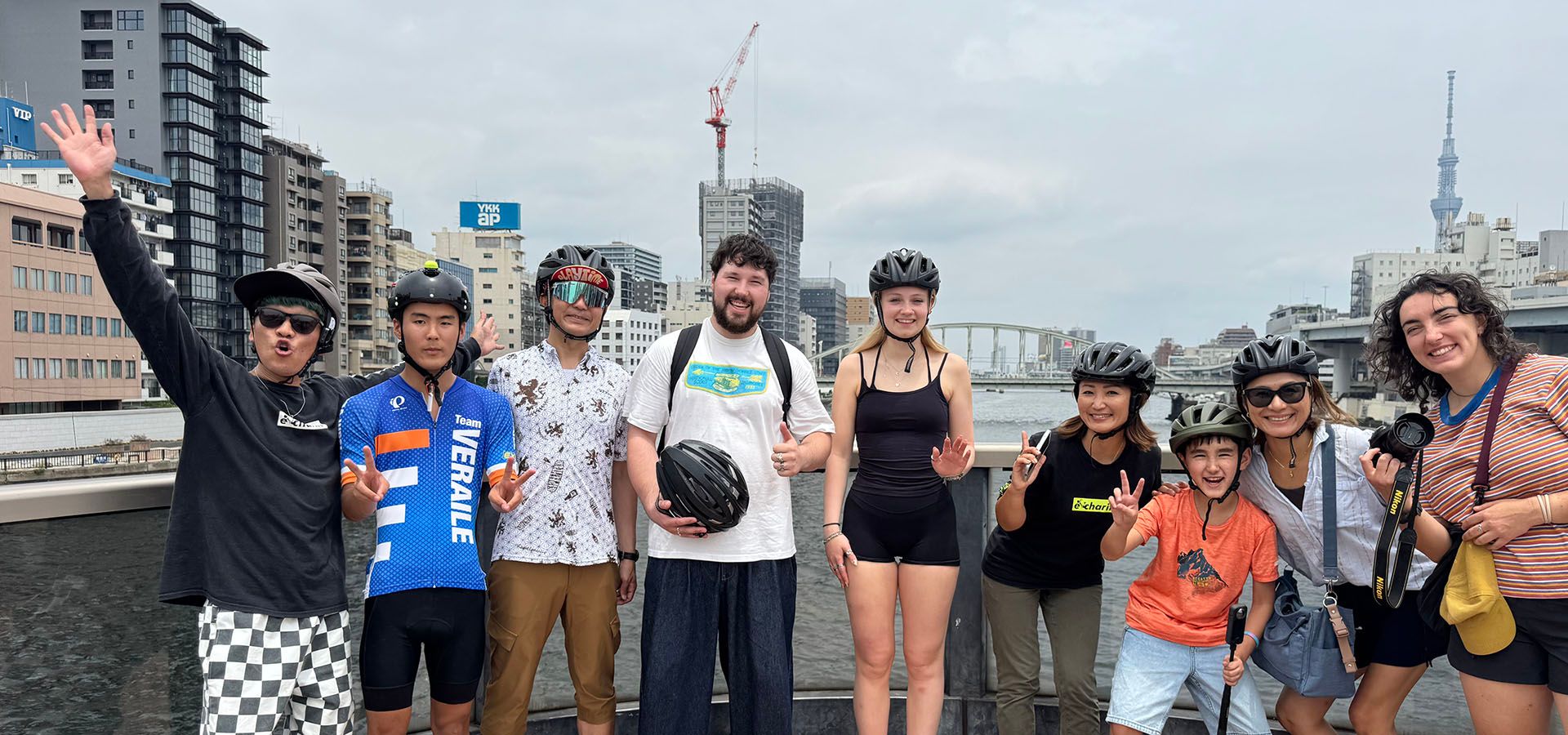 Guests outside the PEDAL GUILD shop in Asakusabashi